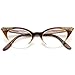 zeroUV - Vintage Cateyes 80s Inspired Fashion Clear Lens Cat Eye Glasses with Rhinestones (Brown-Fade)