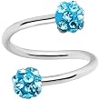 16 Gauge Aqua Ferido Crystal Ball Spiral Twister Ring