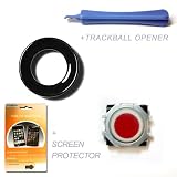 Blackberry Trackball Replacement Kit - Red Trackball & Black Rim for Blackberry 8100 / 8130 / 8300 / 8310 / 8320 / 8800 / 8820 / 8830 / 8900 / 9000 / Curve / Pearl + Trackball Tool / Opener + FREE BONUS Digicom Screen Protector for Blackberry 8900