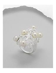 Fresh Water Pearls Ring In 92.5 Sterling Silver
