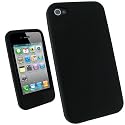 igadgitz Silikon Hülle Etui Case Schutzhülle Tasche in Schwarz und mit schützender Hometaste-Abdeckung für Apple iPhone 4 HD 16gb & 32gb + Display Schutzfolie