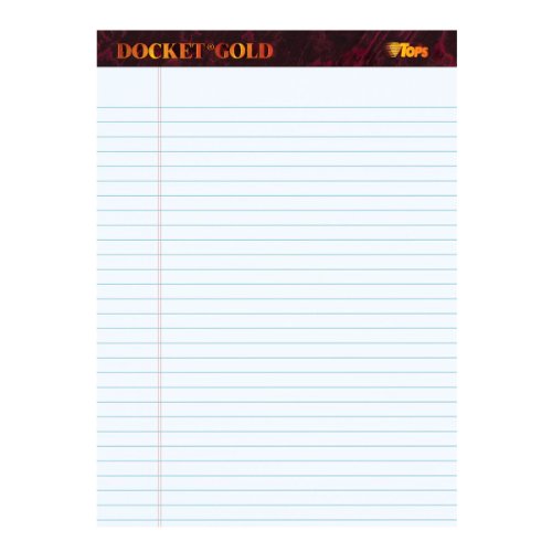 TOPS Docket Gold Pads, Legal Rule, 8.5 x 11.75 Inches, 20 lb. Bond, Perforated, White, 50 Sheets/Pad, 12 Pads/Pack (63960)