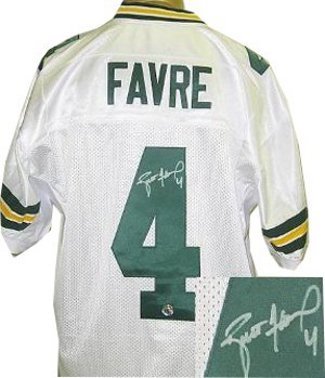 Brett Favre Autographed/Hand Signed Green Bay Packers Reebok White Authentic Jersey- Favre Hologram