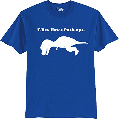 T-rex Hates Pushups Funny Mens T-shirt Gym Shirts Royal XL