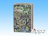 ZIPPO(ジッポー)｜zippoライター*ジッポー（レギュラー）虹色貝シェルプレート貼ハートジッポ