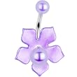 Purple Faux Pearl Floret Flower Belly Ring