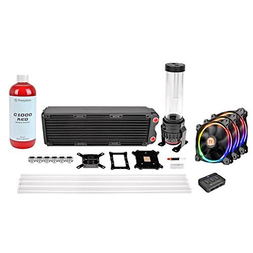 Thermaltake Pacific RL360 D5 Hard Tube RGB Water Cooling Kit with 3 RGB Riing Case Fans and Red Coolant