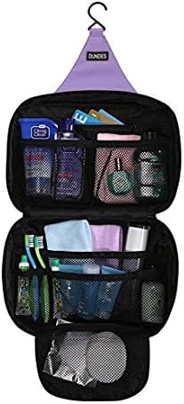 Travel Toiletry Organiser Zip Cosmetic Wash Bag Makeup Case Holder & Hanging Hook (Hot Pink)