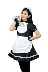 TOMSUIT Lolita Restaurant Maid Adult Halloween Costumes 4 pcs set, L