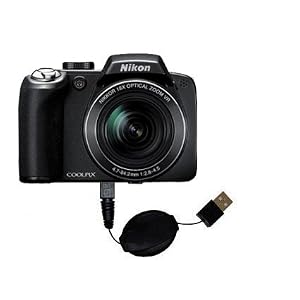 Retractable USB Cable for the Nikon Coolpix S80 with Power Hot Sync and Charge capabilities – uses Gomadic TipExchange Technology