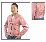 Ladies Soft Leather Pink Motorcycle Jacket w/ Zip Off Lining # leather motorcycle luggage