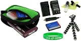 5n1 Neoprene Sleeve (Forrest Green) Case / NB-6L 1000mAh Li-Ion Battery / AC DC Charger / Tripod / LCD Cleaning Kit for Canon PowerShot SD1200IS Digital Camera Blue