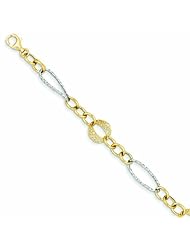 Genuine 14K Two-Tone Two Tone Polished Fancy Link Bracelet 7.5 Inches 3 Grams Of Gold 100% Satisfaction Guaranteed.
