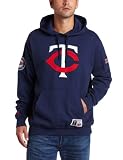 MLB Men's Minnesota Twins Be Proud Long Sleeve Hooded Fleece Pullover, Athletic Navy/Athletic Red, X-Large
