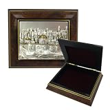 Jewelry Box Hand Crafter. Wood and Sterling Silver. Jerusalem Skyline Design. Hand Made by Israeli Artist SADD in Israel. Size: 5.25 x 1.5. Great Gift for Shabbat Passover Yom Kippur Rosh Hashanah Chanukah Mother's day Father's Day Wedding Bridesmaid Housewarming Bat and Bar Mitzvah Temple Birthday and Jewish Holiday.