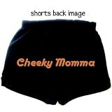 Flirty Diva Tees Woman's Fitness Workout Short Shorts-cheeky mamma-Black/Orange