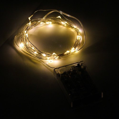 SUPERNIGHT 3x AA Battery Powered Warm white Romantic LED Silver String Starry Light Portable Decorative LED Copper Material Wire Light 30 LEDs on 3M Wire