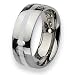 Sterling Silver Center Polished Stainless Steel Ring (8.0 mm) - Sizes 6-13