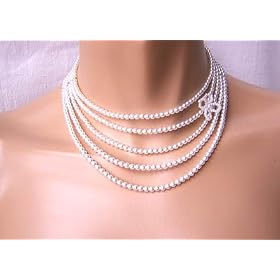Bridal Wedding Prom Light Ivory Pearl Necklace Jewelry