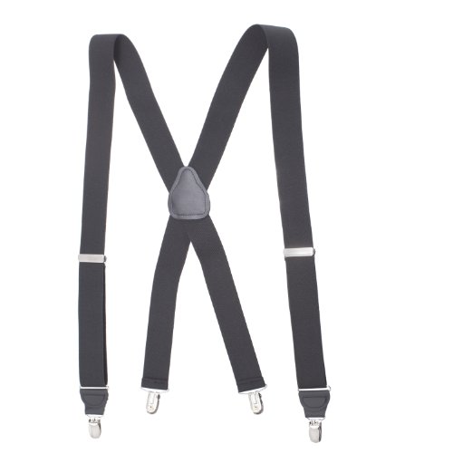 Mens Elastic X-Back Adjustable Leather Drop Clip Suspenders -Sizes 46