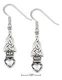 Sterling Silver Celtic Knot Claddagh Earrings French Wires - JewelryWeb
