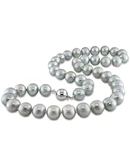 Sterling-Silver 9-9.5 MM Grey Freshwater Cultured Pearl Strand, 18"