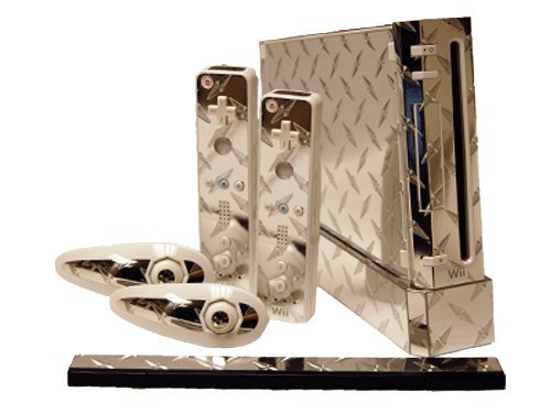 Nintendo Wii Skin - NEW - SILVER DIAMOND PLATE MIRROR system skins faceplate decal mod