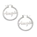 Personalized Name Hoop Earrings - Silver