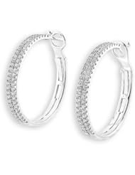 (X1000Diamond) 18K/750 White Gold Round Shape Diamond Hoop Earring (1.26 cttw, G-H Color, VS2-SI1 Clarity)