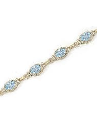 14kt Yellow Gold Oval Aquamarine Bracelet.