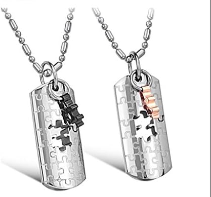 TIDOO Jewelry Fashion His &amp; Hers Matching Set Stainless Steel Pendant Necklace Love Puzzles Pendant Neck Chain Torque For Couple Lover Party Wedding Anniversary Engagement Promise