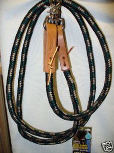Weaver nylon barrel reins green black tan horse tack