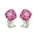 14K White Gold 0.04 ct. Diamond and 9 5/8 ct. Cushion Cut Pink Topaz Fashion Earrings