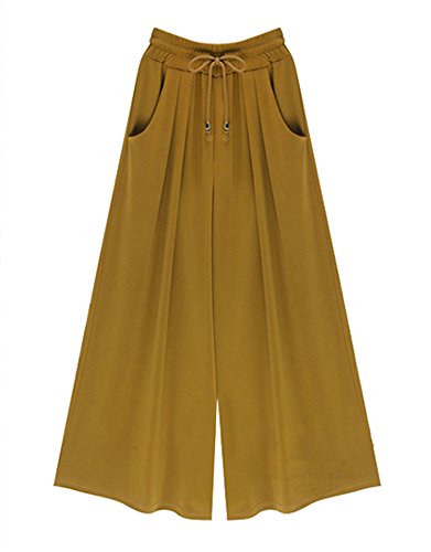 ELPIS レディース 大きい サイズ スカーチョ スカンツ ガウチョ ワイド パンツ ドローストリング ドロスト ブラック ジンジャー グリーン S～XXXXXXL