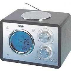 AEG MR 4104 Klassik-Radio (UKW-/MW-Tuner, LCD-Uhr, Weckfunktion, Teleskopantenne, Breitband-Lautsprecher, Temperatur-Anzeige) Schwarz