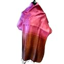 Sirisha Large Thai Silk Scarf - Hot Pink and Brown