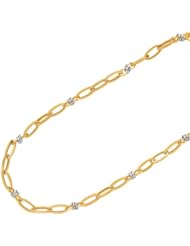 14K Yellow Gold 18" 5.80mm Polish Diamond Cut Alternate Long Oval Chain Link And 8 Like Shape Wrap With White Gold Necklace With Pear Shape Clasp