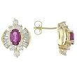 14K Yellow Gold Ruby and Diamond Earrings