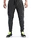 Ouber Men's Fitted Jogger Pants Gym Workout Running Sweatpants with Zipper Bottom (Black,L)