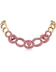 Betsey Johnson "Iconic Pinkalicious" Crystal Heart Link Necklace, 19"