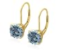 Gold Plated Sterling Silver 8mm Round Blue Topaz Earrings