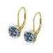 Gold Plated Sterling Silver 8mm Round Blue Topaz Earrings