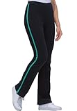Plus Size Stretch Yoga Pants With Side Stripes (Black Waterfall,1X)