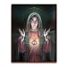 Wood Plaque - Immaculate Heart of Mary - Mounted on 1/4" Wood And Beveled Frame - 13"x16" - MADE IN ITALY