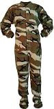 Big Feet Pajama Co. Green Camouflage (208) Micro-polar Fleece Adult Footed Pajamas with Drop Seat