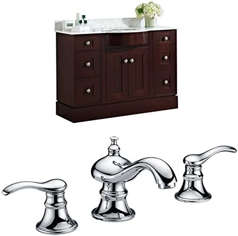 Jade Bath JB-8799 48" W x 22" D Birch Wood-Veneer Vanity Set with 8" o.c. CUPC Faucet, Coffee