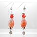 Southwestern Fire Agate and Carnelian Gemstone Bead Dangle Earrings in Sterling Silver with Spirals and Raindrop Beads, #8553