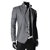 TheLees Mens unbalance 2 button china collar jacket