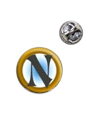 Single Detail Page Misc: Letter N Initial Gold and Blue Pattern Lapel Hat Tie Pin Tack - Made on Terra