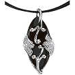 14K White Gold Onyx and Diamond Pendant